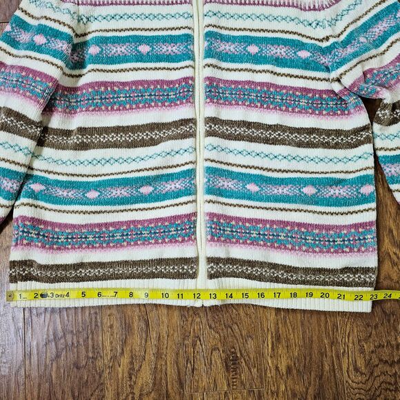 VNT 90's Alfred Dunner Fair Isle Full Zip Chenille Sweater Cardigan Plus Size 1X - Picture 7 of 8